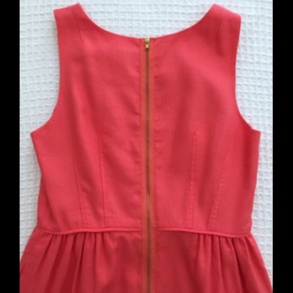 J. Crew Coral Cotton Basket Weave Shift Dress Sz 8 - Picture 7 of 12
